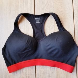Reebok Women's Black Sports Bra with Red Band